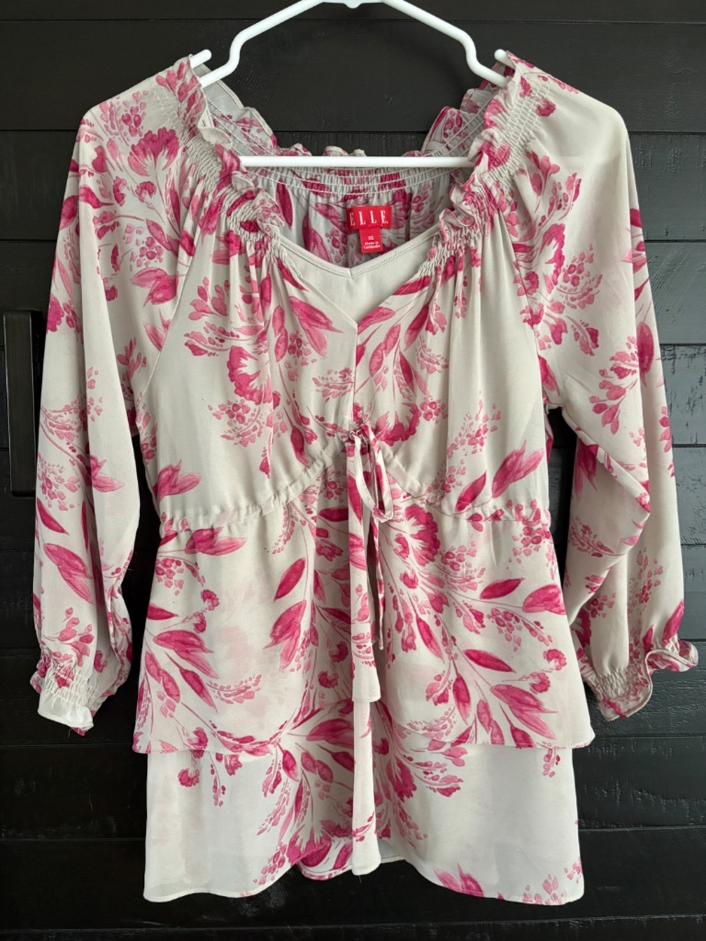 ELLE Vintage Women's Floral Pink Blouse Size XS